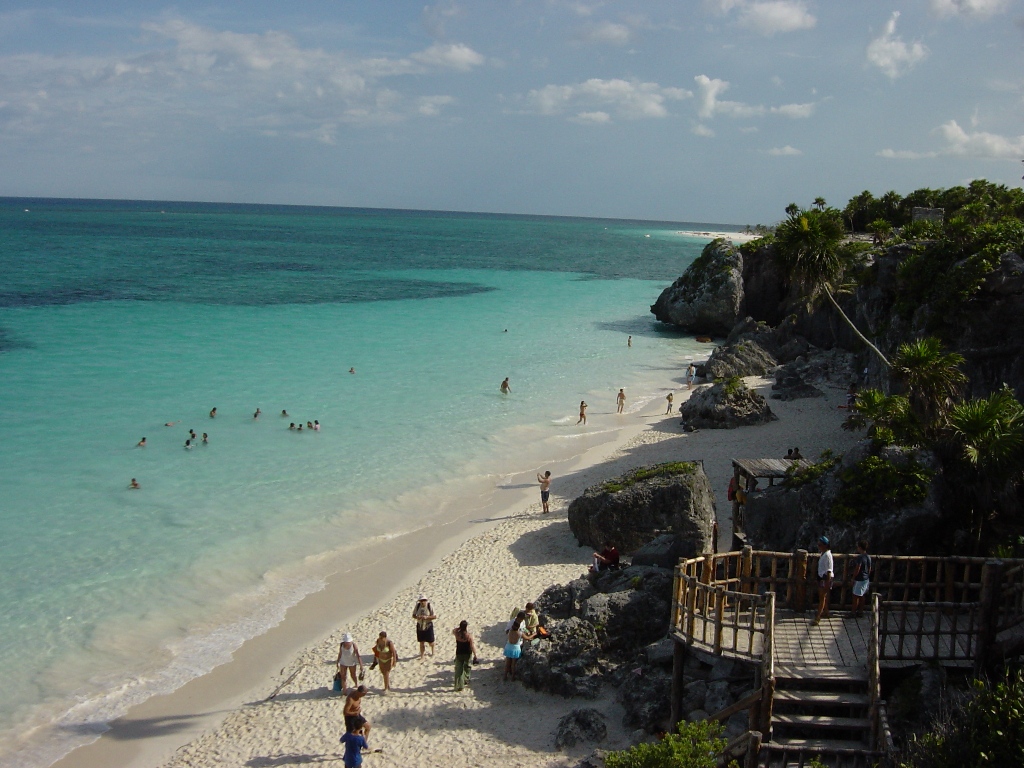 Tulum beach and turquoise coastline in Mexico
